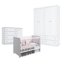 Ver imagem 1 de Quarto de Bebê Americano 4 Portas com Berço Nacional Mel Branco Acetinado - Reller - Henn