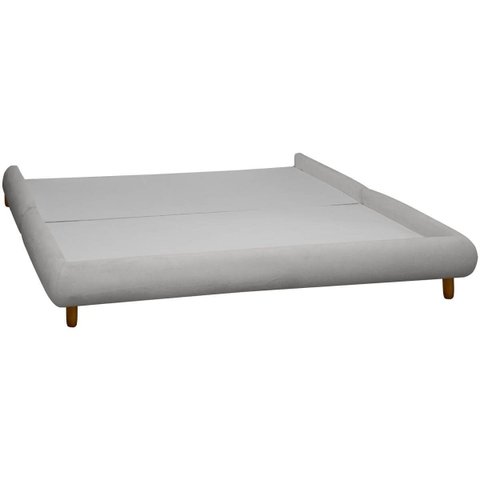 Base Cama Box Queen Size 173cm Orgânica Napoli Bouclê Cinza Claro