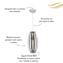 Ver imagem 3 de Luminária Lustre Pendente Madeira Teto Sala Quarto Cozinha Balcão Dubai Branco