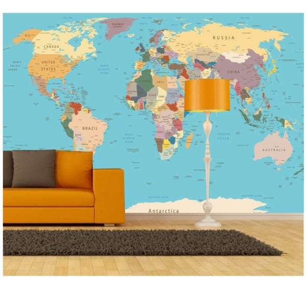 Adesivo Mapa Mundi Gigante Big Papel De Parede 5m² Gg42 Madeiramadeira 5892