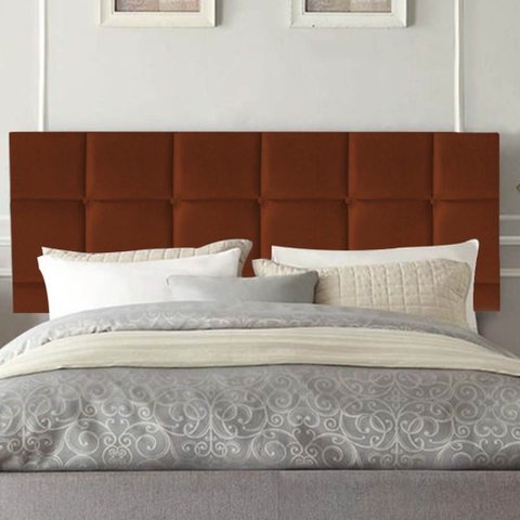 Painel Estofado Luxo Espanha 160cm Queen Size para Cama Box Suede Terracota - Gat Magazine