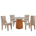 Ver imagem 4 de Mesa de Jantar Eloise 90cm Tampo Mdf 4 Cadeiras Moderna Veludo Creme /nat/off/serig. Off