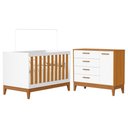 Ver imagem 1 de Jogo de Quarto Infantil Flip Cômoda 1 Porta e Berço Americano Branco Fosco/savana - Reller Móveis