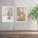 Ver imagem 2 de Kit 2 Quadros Fotografias Minimalistas Bege 24x18cm:moldura Branca