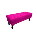 Ver imagem 1 de Recamier Luis Xv Capitonê Retrô 120cm Couro Rosa Pink Pés Madeira Mz Decor