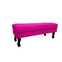 Ver imagem 2 de Recamier Luis Xv Capitonê Retrô 120cm Couro Rosa Pink Pés Madeira Mz Decor