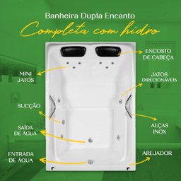 Banheira Dupla Encanto Completa com Hidro em Acrílico - 1.60x1.20x0.45 - 220v - 7