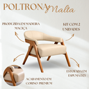 Ver imagem 4 de Kit 2 Poltronas Malta Corino Bege Sala de Estar Escritório Luxo Moderna Madeira Maciça Estofada