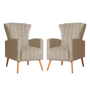 Kit 02 Poltronas Decorativas Melinda Suede Cappuccino
