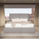 Ver imagem 2 de Cama Estofada Queen com Cabeceira Ayla - Linho Texturizado Cinza