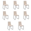Ver imagem 1 de Kit 8 Cadeiras de Jantar Cozinha Industrial Lexa Veludo - Élpis Móveis - Bege - Preta