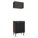 Ver imagem 1 de Kit Cozinha com Armário Aéreo e Balcão 60 cm Rustic/Preto Lille Madesa