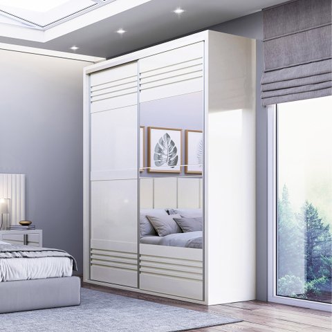 Guarda-roupa Roupeiro Solteiro com 02 Portas 179 Cm 100% Mdf Dalla Costa: Off White