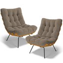 Ver imagem 1 de Kit 2 Poltronas Decorativas Sala de Estar Costela L02 Bouclê Bege - Lyam Decor