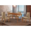 Ver imagem 1 de Sala de Jantar Completa Havana C/ Tampo Madeirado Canto Curvo 120x80cm e 4 Cadeiras Dafne Naturale