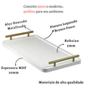 Bandeja Decorativa Cantinho do Café Servir Alças Bar 46x26:dourado/branco - 7