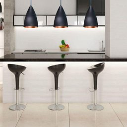 Lustre Pendente Balcão Cozinha Americana Preta Fosca E Cobre - 2