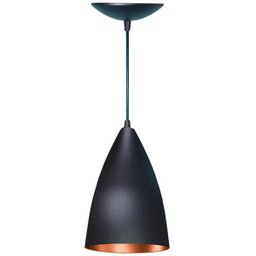 Lustre Pendente Balcão Cozinha Americana Preta Fosca E Cobre - 1