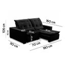 Ver imagem 7 de Sofa Retratil Reclinavel 2 Lugares 1,90m Atlantis Veludo Preto Lansofbr Lansof Brasil