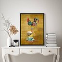 Ver imagem 1 de Quadro Cozinha Galo Country com Xícaras 33x24cm:madeira Preta