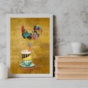 Ver imagem 2 de Quadro Cozinha Galo Country com Xícaras 33x24cm:madeira Preta
