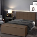 Ver imagem 2 de Kit Cabeceira e Calçadeira Baú Queen 1,60m Roma Suede - Pallazio Marrom
