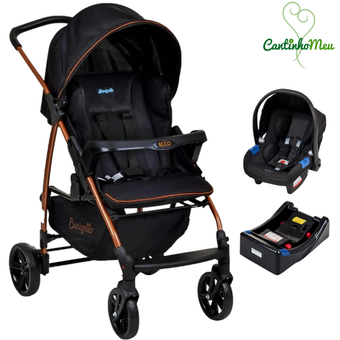 CARRINHO ECCO PRETO COBRE + CADEIRA TOURING X + BASE - BURIGOTTO