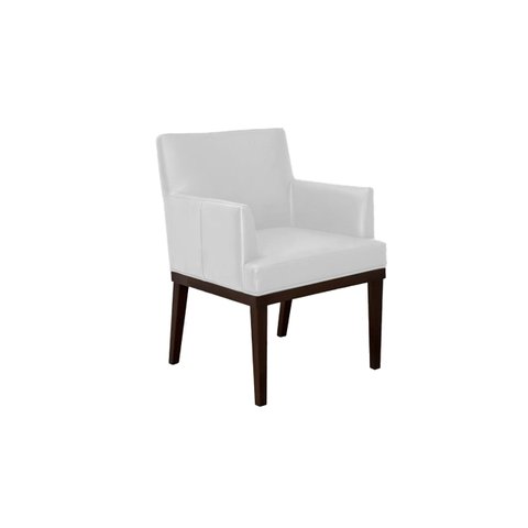 Poltrona Decorativa Vitória Couro Branco Pés Madeira Mz Decor
