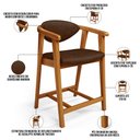 Ver imagem 4 de Kit 03 Banquetas Baixa para Cozinha Sala Jantar Bancada Cecília L02 Couríssimo Marrom - Lyam Decor