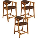 Ver imagem 1 de Kit 03 Banquetas Baixa para Cozinha Sala Jantar Bancada Cecília L02 Couríssimo Marrom - Lyam Decor