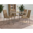 Ver imagem 1 de Conjunto Sala de Jantar Mesa com 4 Cadeiras Estofadas 864 Kappesberg Crome