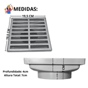 Ver imagem 5 de Ralo Quintal 20x20 Alumínio Tradicional com Tela Coletor Cinza Saída Baixa 150mm 6 Polegadas