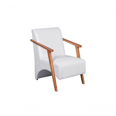 Poltrona Venus 1 Lugar Braço Madeira Maciça Courino Unidecor Branco