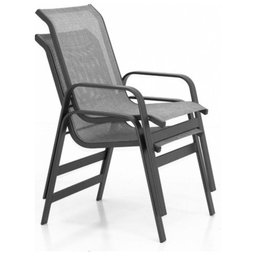 Jogo de Mesa com 4 Cadeiras Aluminio Tela de Piscina Jardim Preto - 5