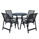 Ver imagem 1 de Jogo de Mesa com 4 Cadeiras Aluminio Tela de Piscina Jardim Preto