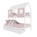 Ver imagem 2 de Beliche Casal/ Solteiro Casinha Encantada com 02 Gavetas Madeira Maciça Rosa/ Branco Housin