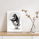 Ver imagem 2 de Quadro para Banheiro Pinguim no Vaso 45x34cm:madeira Branca
