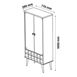 Cristaleira 2 Portas com Adega Espelhada Seller Patrimar Preto/Cinamomo - 6 Cristaleira 2 Portas com Adega Espelhada Seller Patrimar Preto/Cinamomo - 6