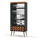 Ver imagem 1 de Cristaleira 2 Portas com Adega Espelhada Seller Patrimar Preto/Cinamomo