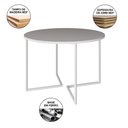 Ver imagem 3 de Mesa Jantar Industrial Branca 110cm Redonda Base V Ferro Branco com 4 Poltronas Eiffel Brancas Madei