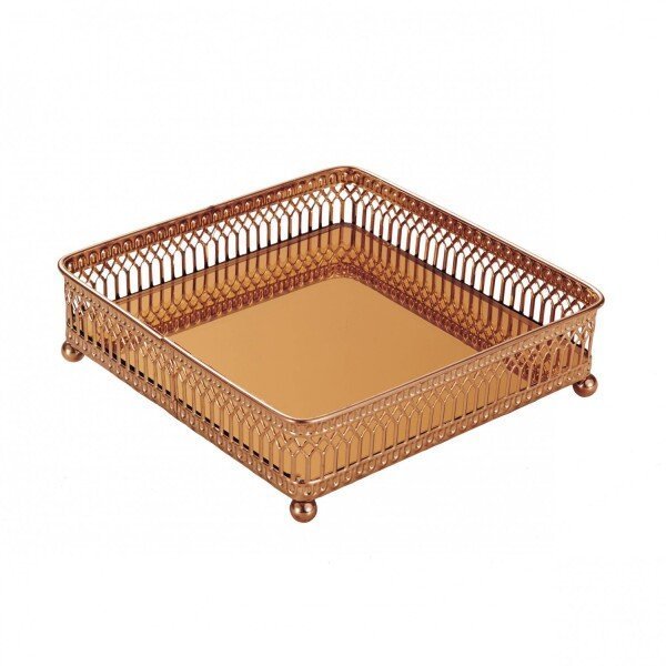 Bandeja Decorativa Quadrada de Metal com Espelho 15,5cm Mart Collection - 1