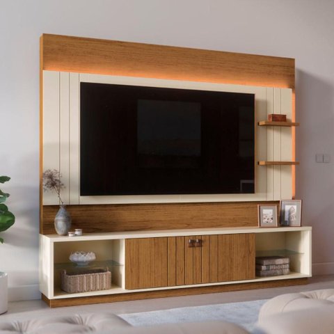 Home Theater Decorativo Guaíba 2.0 Off White Canela para TV Grande