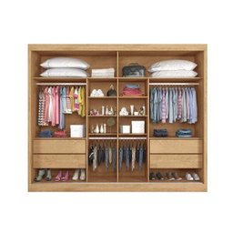 Guarda Roupa Casal 2 Portas Espelhadas de Correr 4 Gavetas Verona Plus - 3