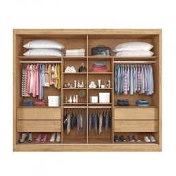 Guarda Roupa Casal 2 Portas Espelhadas de Correr 4 Gavetas Verona Plus - 2