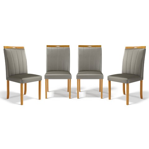 Kit com 4 Cadeiras Aurora Madeira Maciça Estofadas para Mesa de Jantar Veludo Chumbo 109
