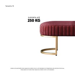 Recamier Puff Glow Veludo Bordo 75 Cm - Zahav Estofados - 4
