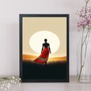 Ver imagem 1 de Quadro Mulher Africana Ao por do Sol 45x34cm:moldura Branca