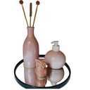 Ver imagem 1 de Jogo 4 Peças para Banheiro Cerâmica: Aromatizador, Saboneteira, Passarinho e Bandeja Espelhada:ROSA