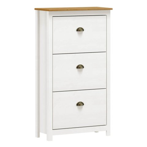 Sapateira de Madeira 3 Portas 70cm Estilo Americano Lázio F07 Branco/carvalho - Mpozenato