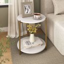 Ver imagem 1 de Mesa de Canto Redonda Centro Sala Perola Gold Luxo 40cm